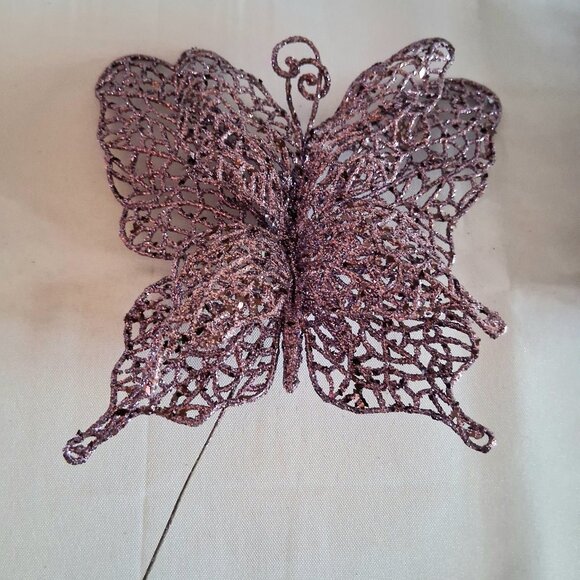 Lot of 6 Purple Glitter Decorative Butterflies - Picture 5 of 10